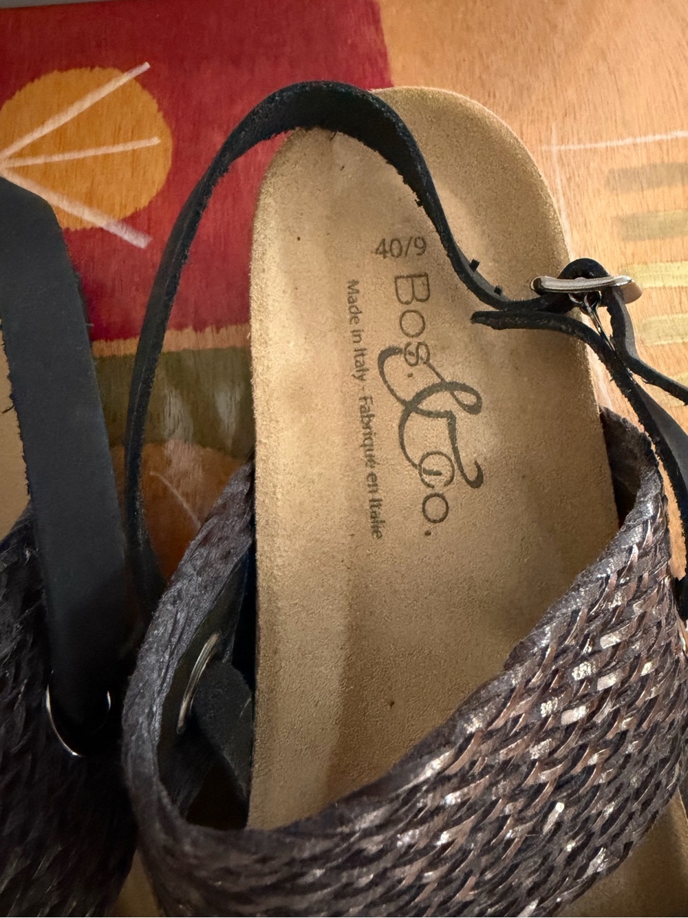 EUC Bos. & Co. Cork Wedge Leather Sandals. Women's Size: 9 (EU 40). - Picture 9 of 11